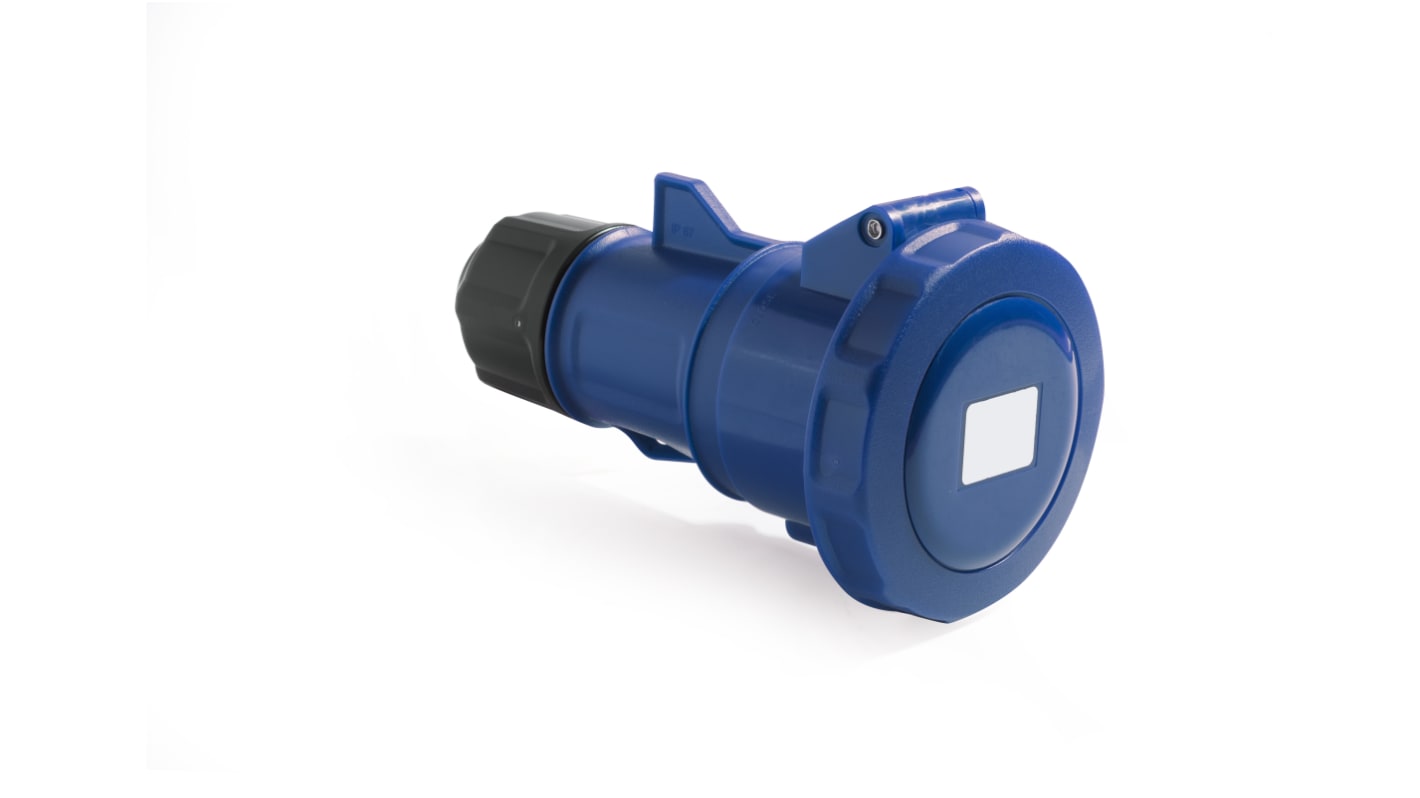 RS PRO IP67 Blue Cable Mount 2P + E Industrial Power Socket, Rated At 32A, 200 → 250 V