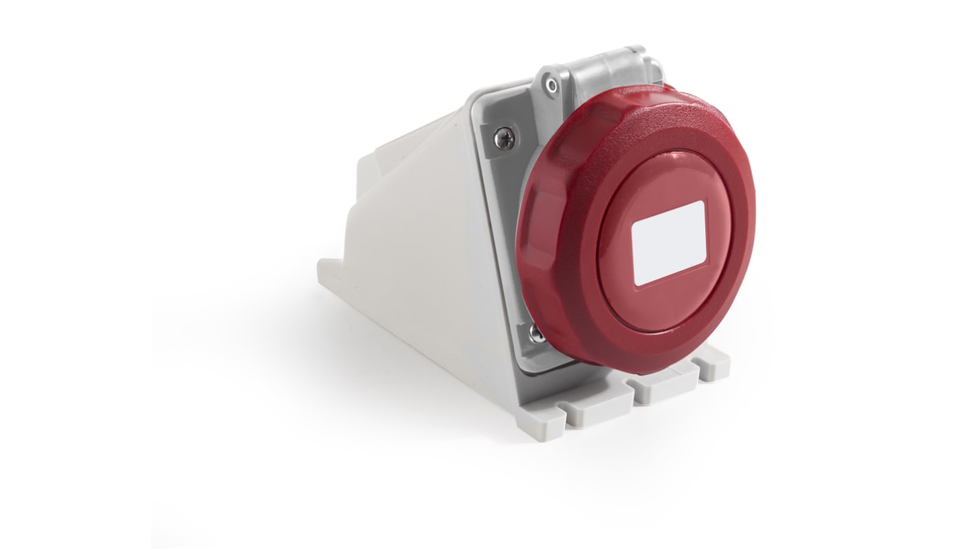 RS PRO IP67 Red Wall Mount 3P + E Industrial Power Socket, Rated At 32A, 380 → 415 V
