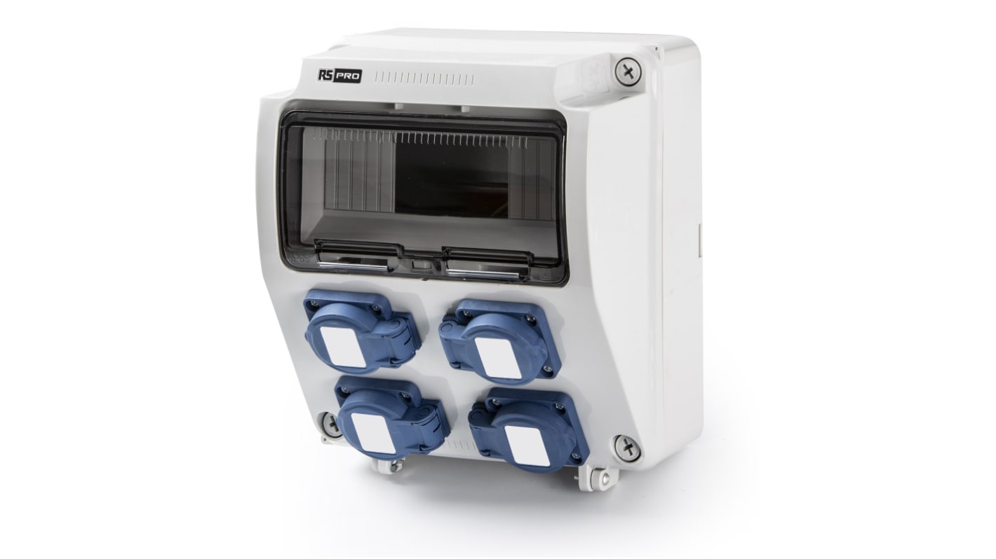 RS PRO IP44 Grey 2P + E Industrial Power Socket, Rated At 16A, 230 V