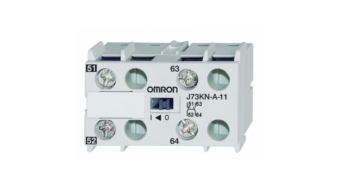 Omron Auxiliary Contact Block, 2 Contact, 1NC + 1NO