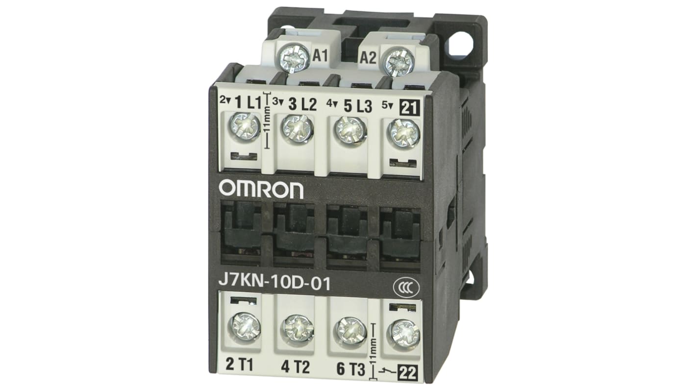 Omron Contactor, 230 V ac Coil, 3-Pole, 10 A, 4 kW, 1NC