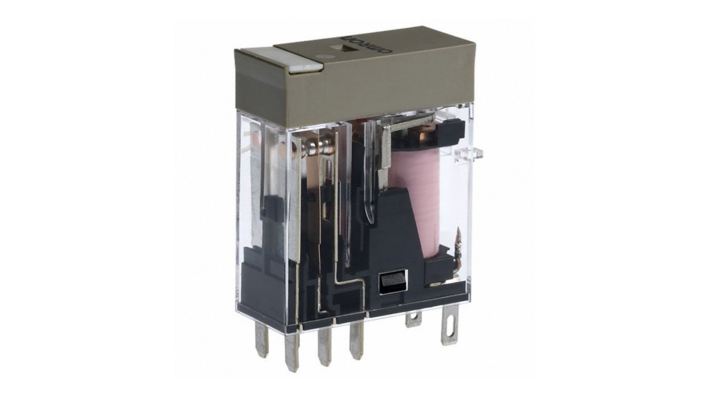Omron Plug In Non-Latching Relay, 12V ac Coil, 5A Switching Current, DPDT
