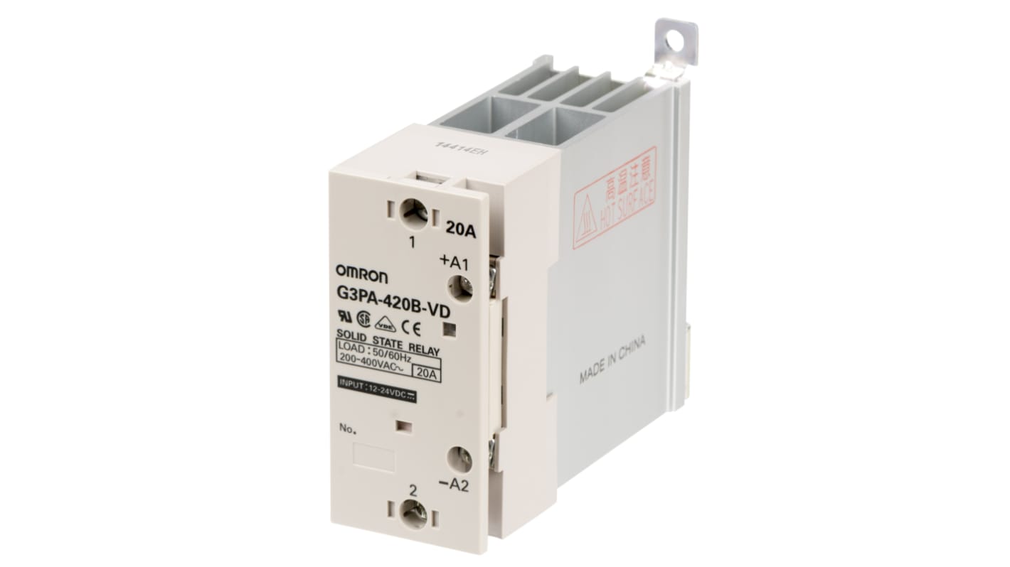 Omron G3PA Series Solid State Relay, 20 A Load, DIN Rail Mount, 528 V Load, 200 V ac Control