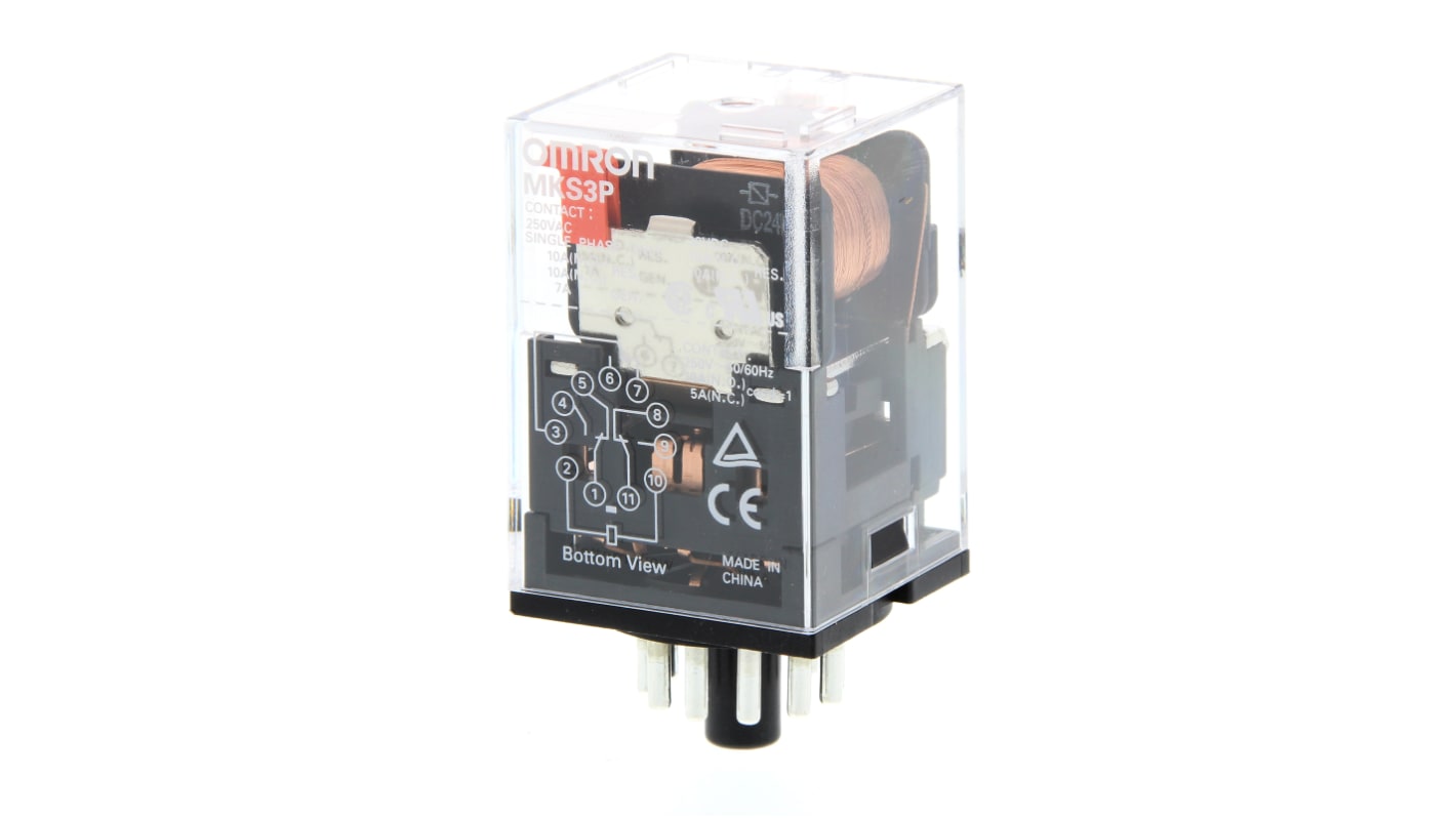 Omron Plug In Relay, 24V dc Coil, 10A Switching Current, 3PDT