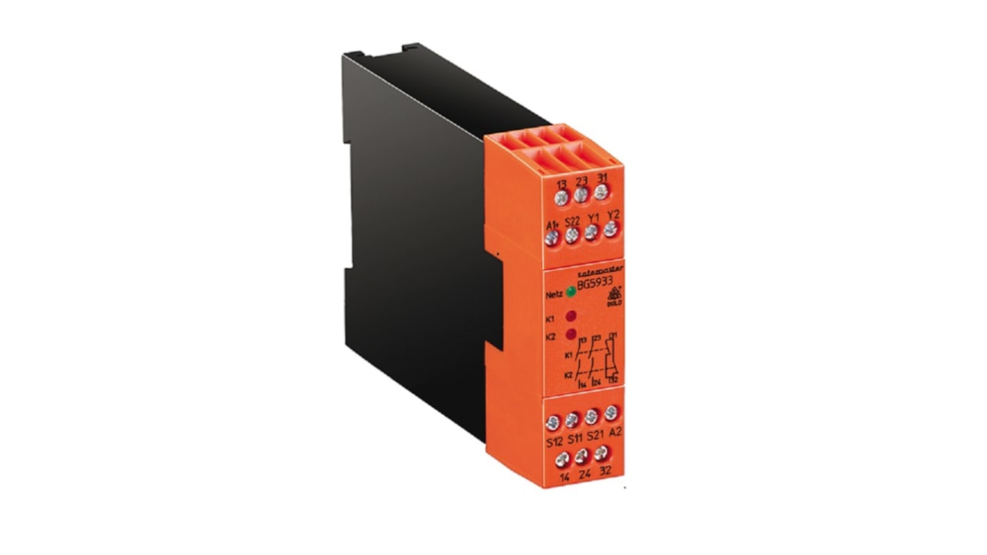 Dold Safemaster BG 5933 Two Hand Control Safety Relay, 24V dc, Dual-Channel, 2 Safety Contacts