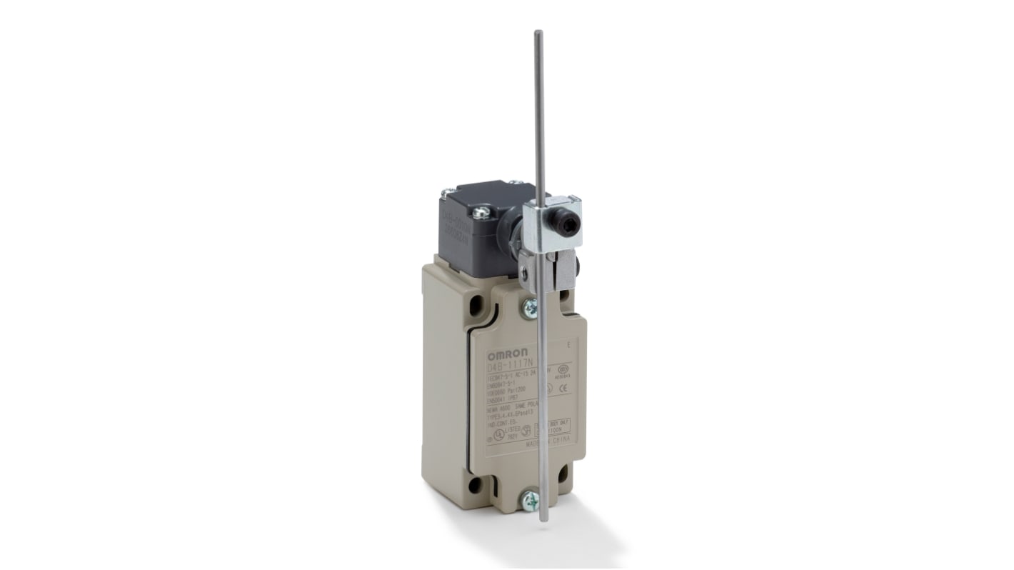 Omron Adjustable Roller Lever Limit Switch, 2NC, IP67, Metal Housing, 400V ac Max, 10A Max