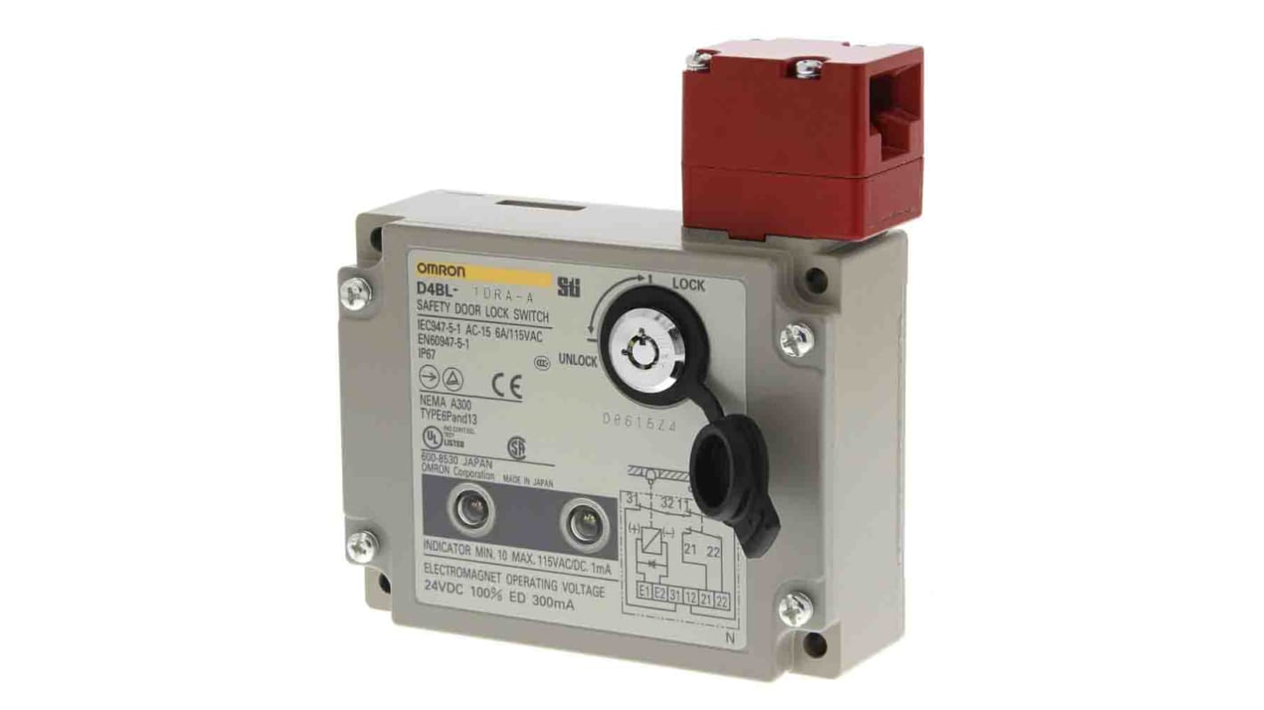 Omron D4BL Series Solenoid Interlock Switch, Power to Unlock, 24V dc, 1NC/1NO + 1NC