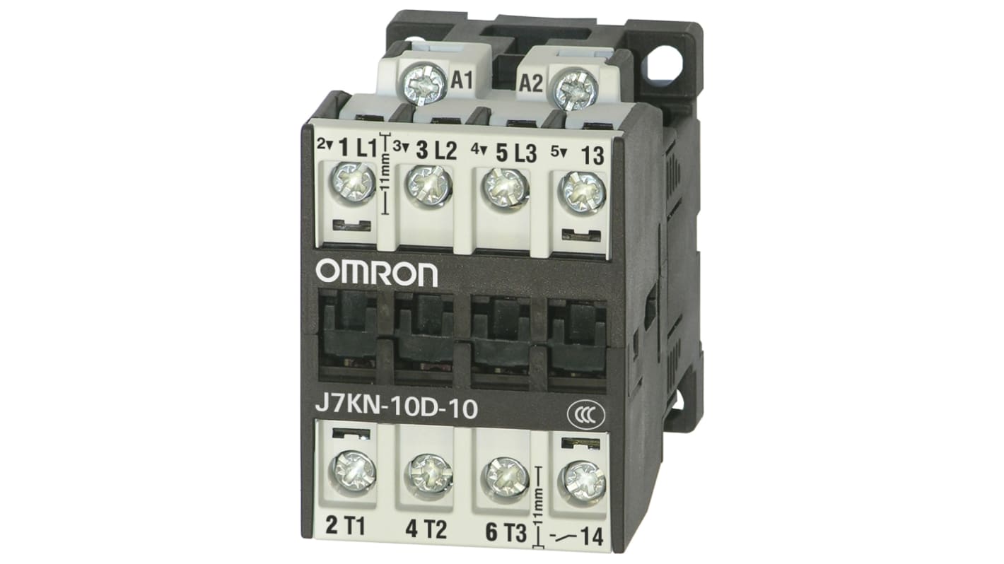 Omron J7KN Series Contactor, 24 V Coil, 3-Pole, 10 A, 4 kW, 1NO