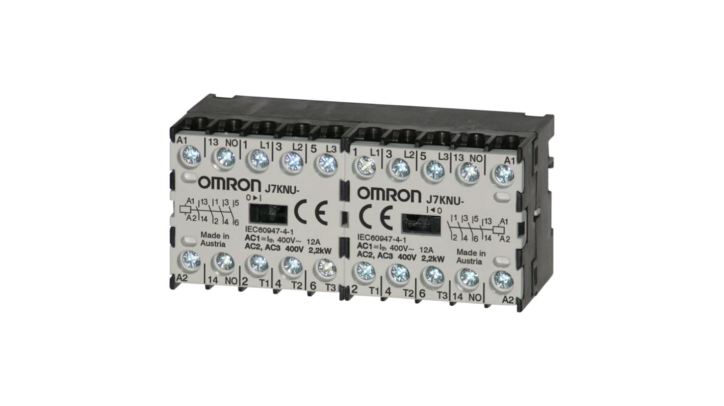 Omron J7KNU Series Leistungsschütz 24 V-Spule, 3 -polig / 5 A 2,2 kW 1 Öffner