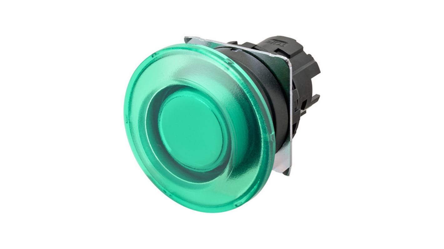 Omron 绿色按钮头, Φ22mm开孔, 瞬时, A22N系列