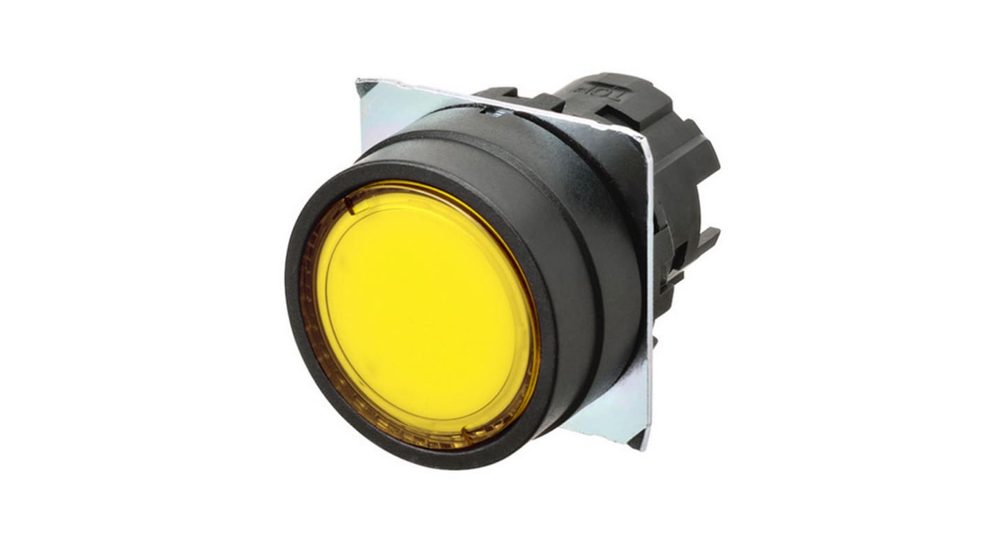 Omron A22N Series Yellow Momentary Push Button Head, 22mm Cutout