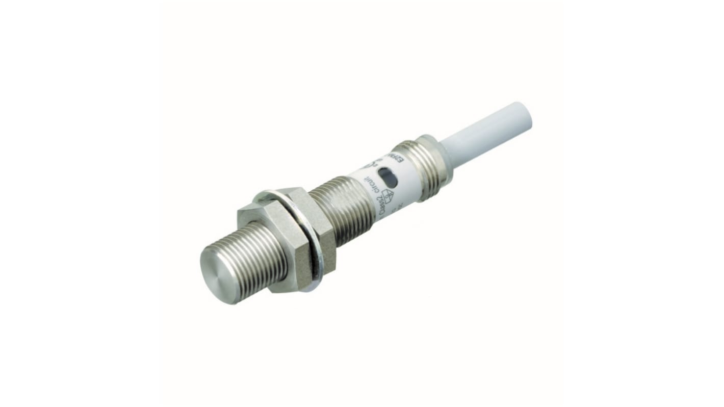 Omron Barrel-Style Inductive Proximity Sensor, M12 x 1, 2 mm Detection, NPN Output, 10 → 30 V dc, IP67