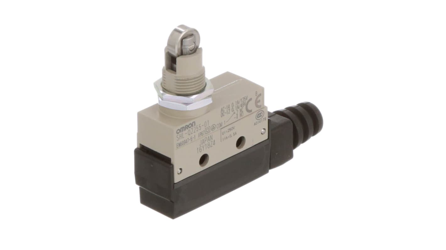 Omron SHL Series Plunger Limit Switch, 1NC/1NO, IP67, SPDT, Zinc Housing, 125V ac Max, 10A Max