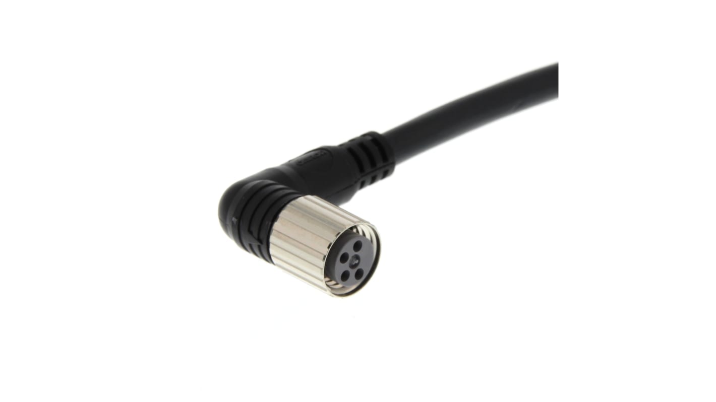 Omron Right Angle Female 4 way M8 to Unterminated Sensor Actuator Cable, 5m
