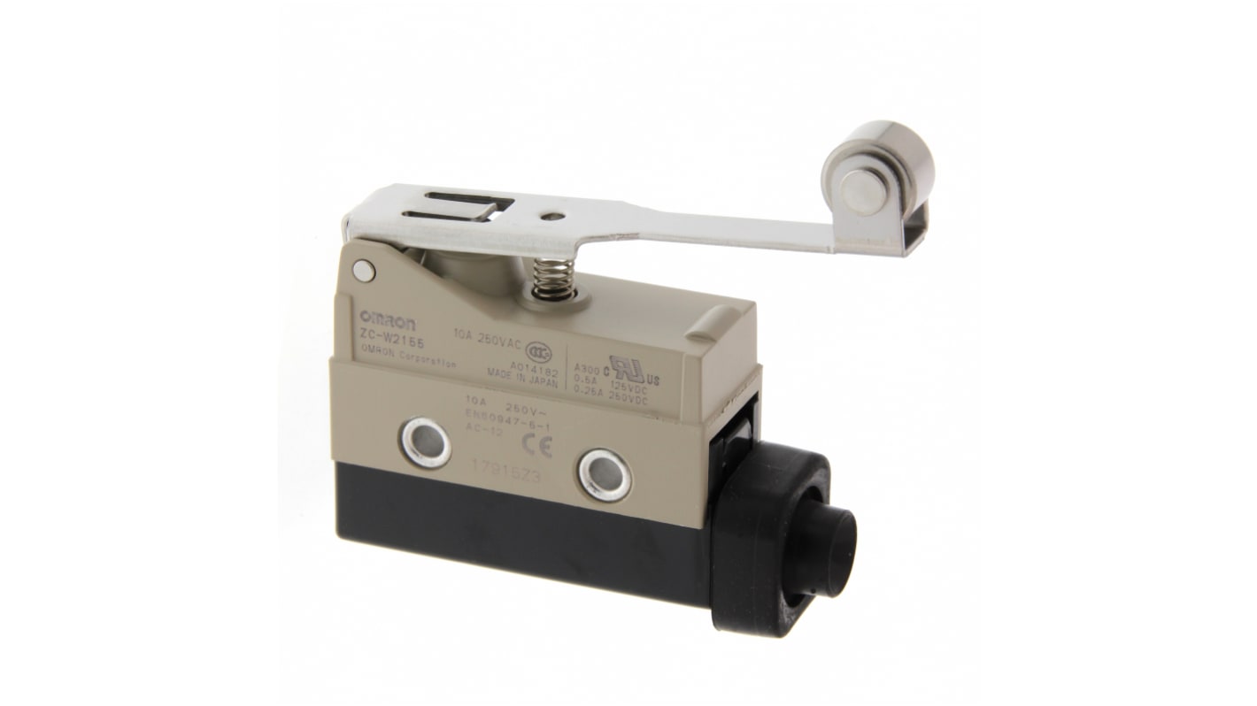 Omron Hinge Lever Limit Switch, 1NC/1NO, IP67, SPDT, Metal Housing, 240V ac Max, 15A Max