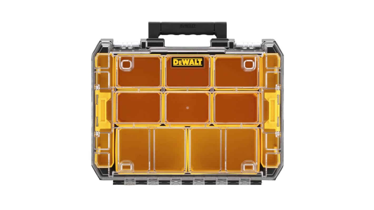 DeWALT 10 Cell Yellow PC, Adjustable Compartment Box, 119mm x 440mm x 332mm