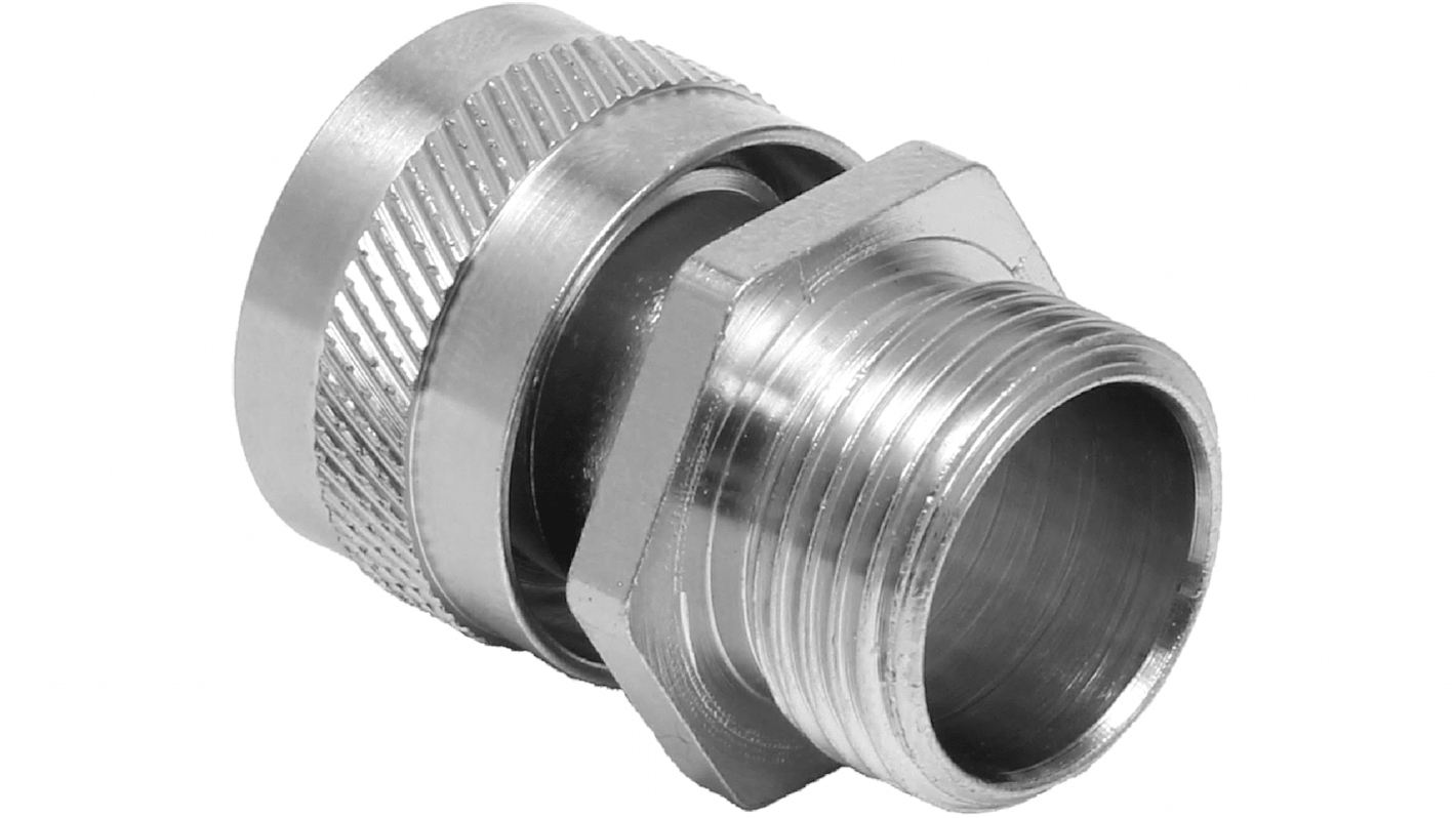 RS PRO Swivel, Conduit Fitting, 16mm Nominal Size, M20, Brass, Silver IP54 rating