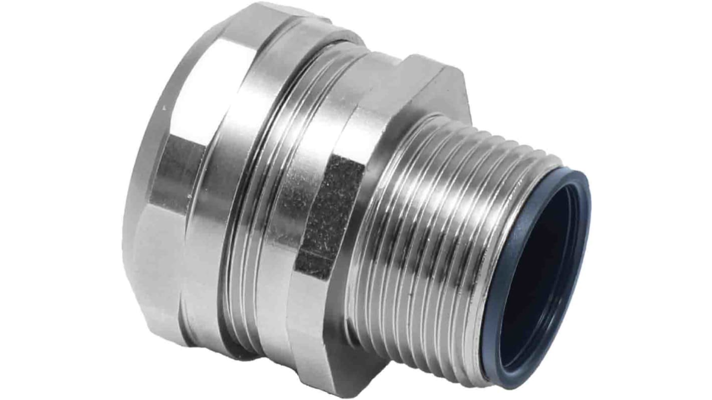 RS PRO Fixed Fitting, Conduit Fitting, 25mm Nominal Size, M25, Brass, Silver IP67 rating