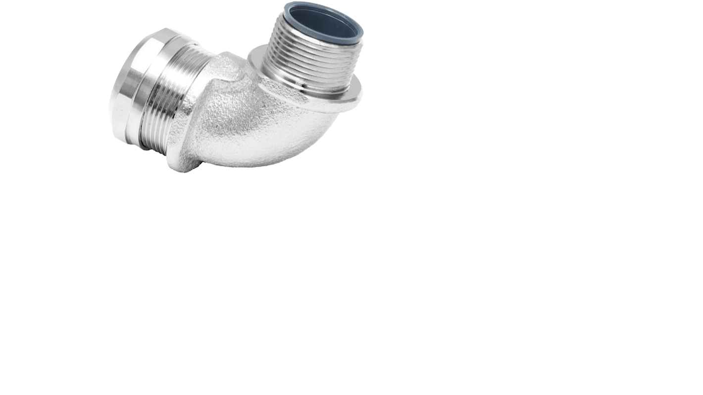 RS PRO 90° Elbow, Conduit Fitting, 25mm Nominal Size, M25, Brass, Silver