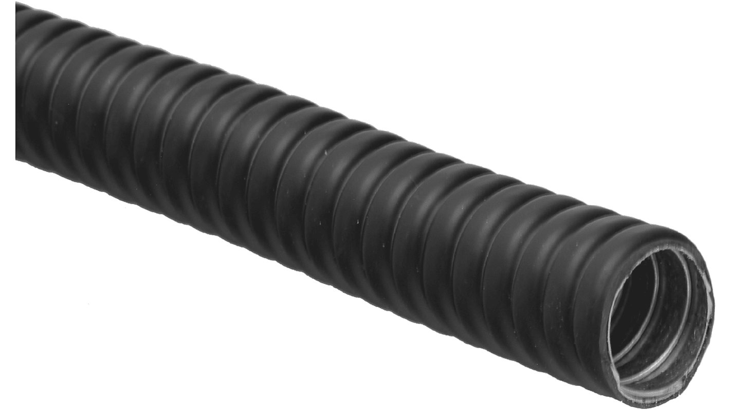 RS PRO Flexible Conduit, 20mm Nominal Diameter, Galvanised Steel, Black