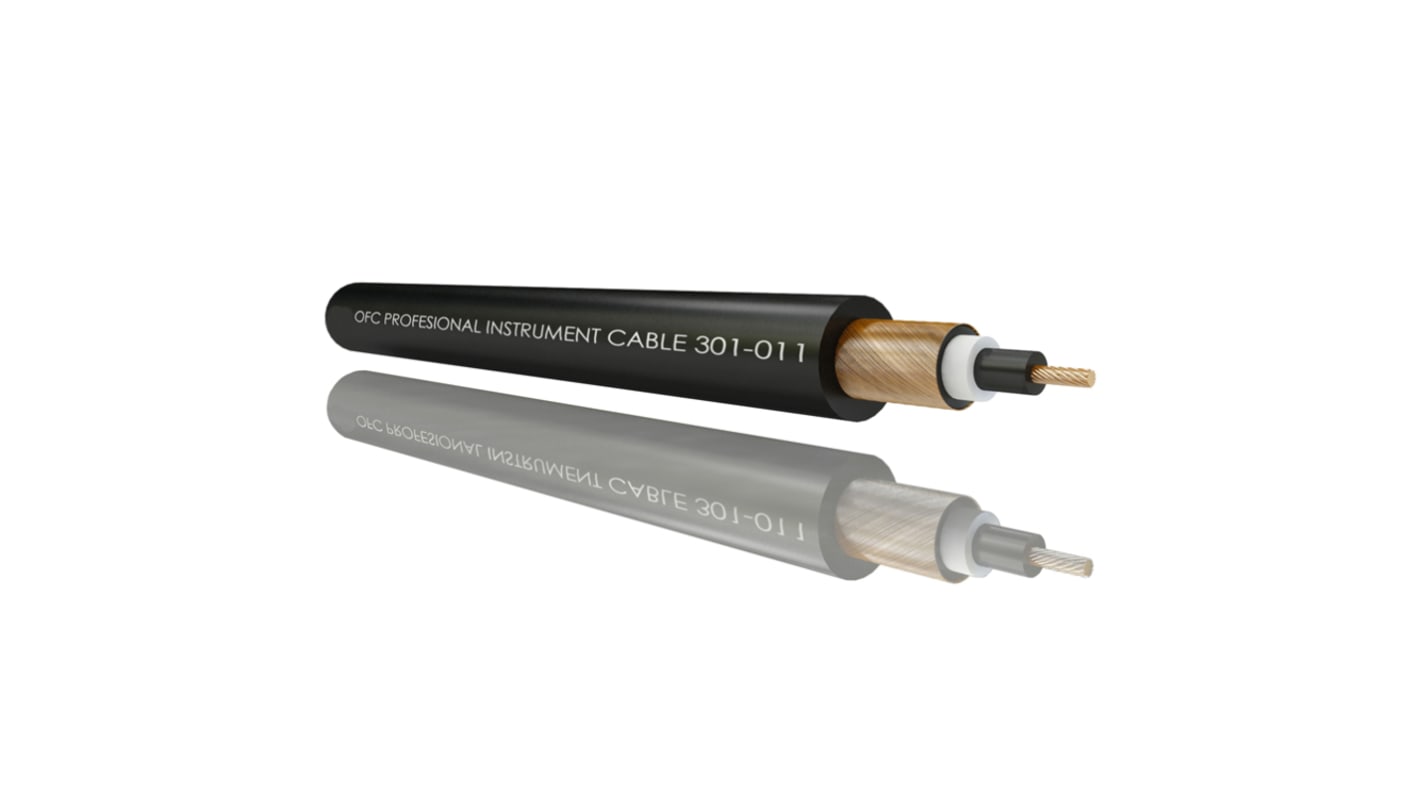 RS PRO 1芯屏蔽仪表线 多芯麦克风线, 0.25 mm²线规, 6mm外径, 黑色PVC护套