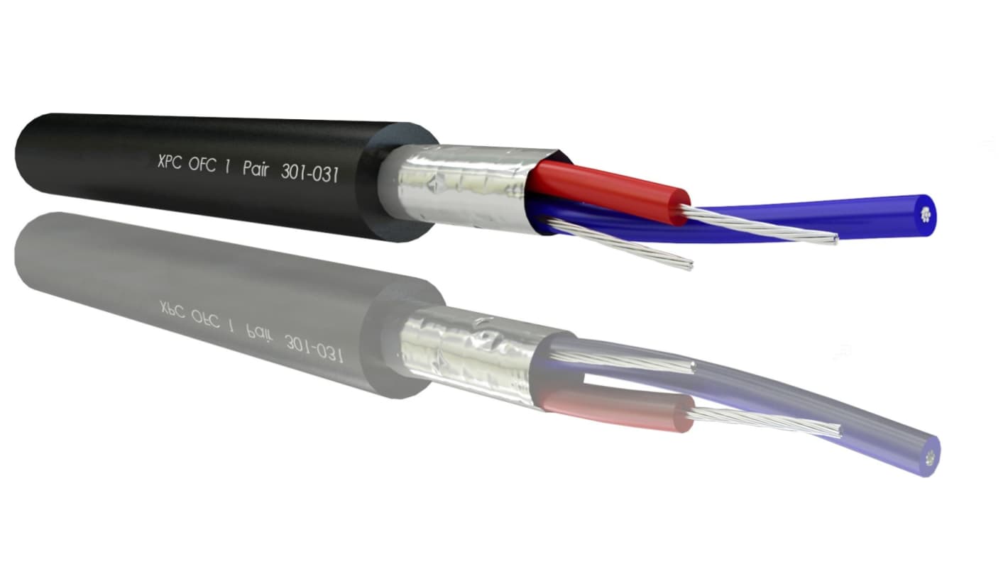 RS PRO 2 Core, 0.25 mm² CSA Screened, 3.5mm od, 100m, Black