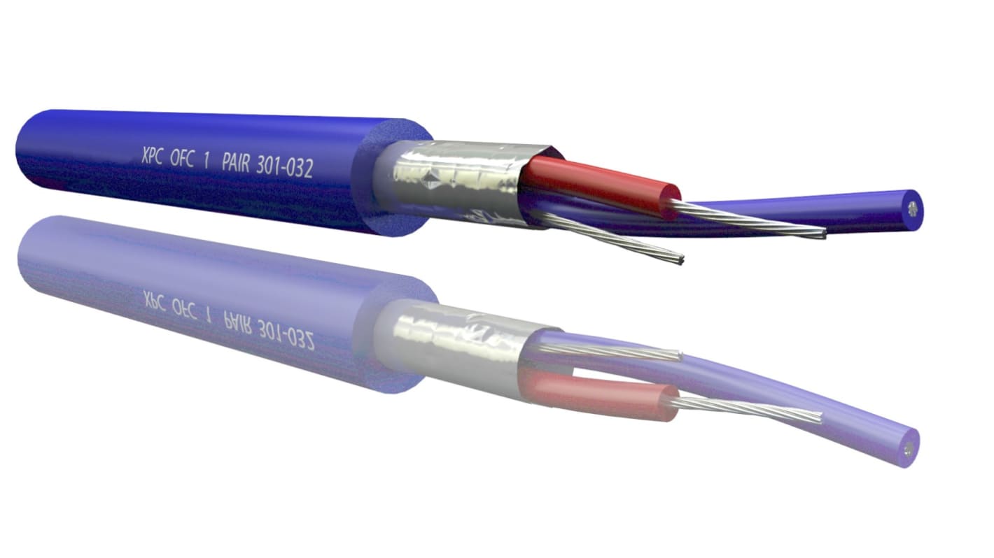 RS PRO 2 Core, 0.25 mm² CSA Screened, 3.5mm od, 100m, Blue