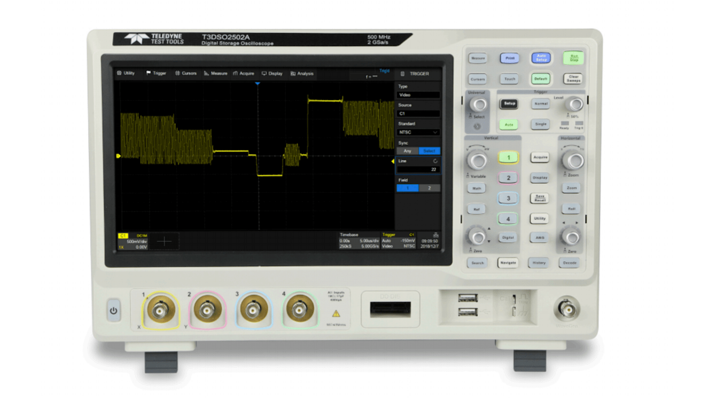 Teledyne LeCroy T3DSO2502A T3DSO2000A Series, 500MHz Bench Oscilloscope, 4 Analogue Channels