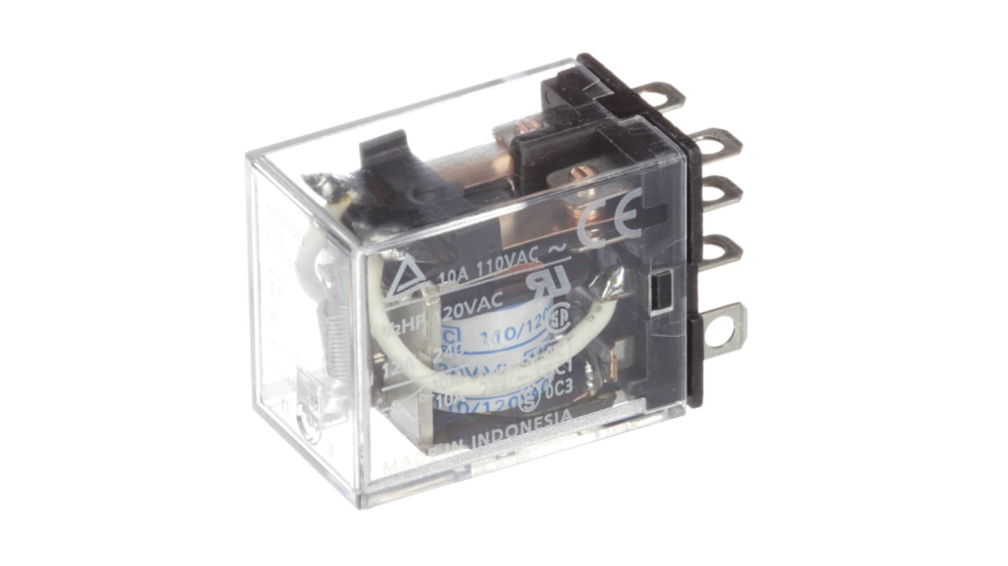 Omron Plug In Power Relay, 110V ac Coil, 10A Switching Current, DPDT