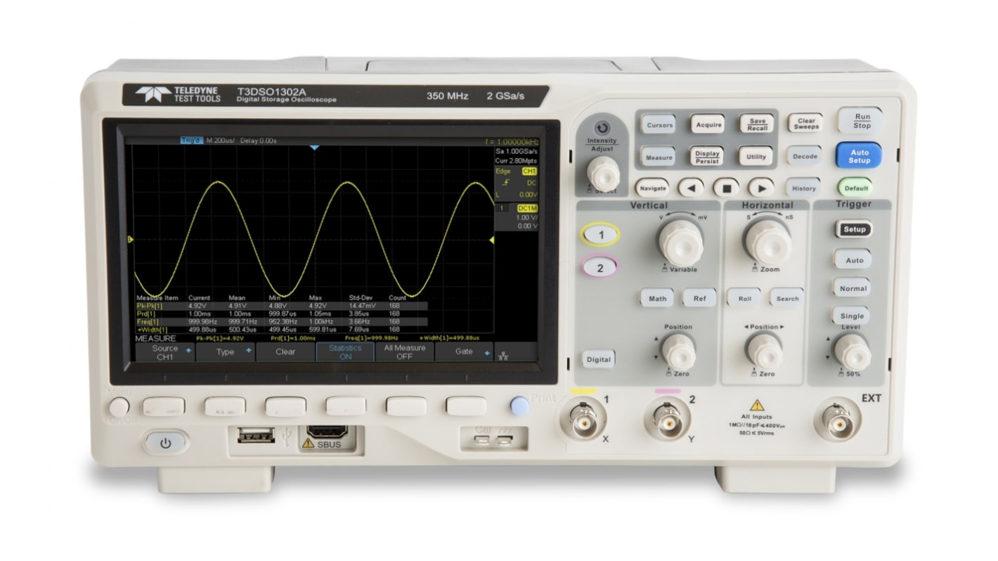 Teledyne LeCroy T3DSO1302A T3DSO1000A Series, 350MHz Bench Oscilloscope, 2 Analogue Channels - UKAS Calibrated