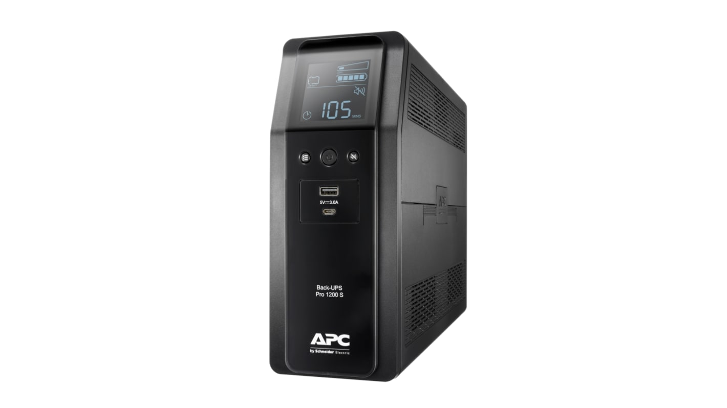 APC 230V Input Stand Alone Uninterruptible Power Supply, 1200VA (720W), Back UPS Pro BR