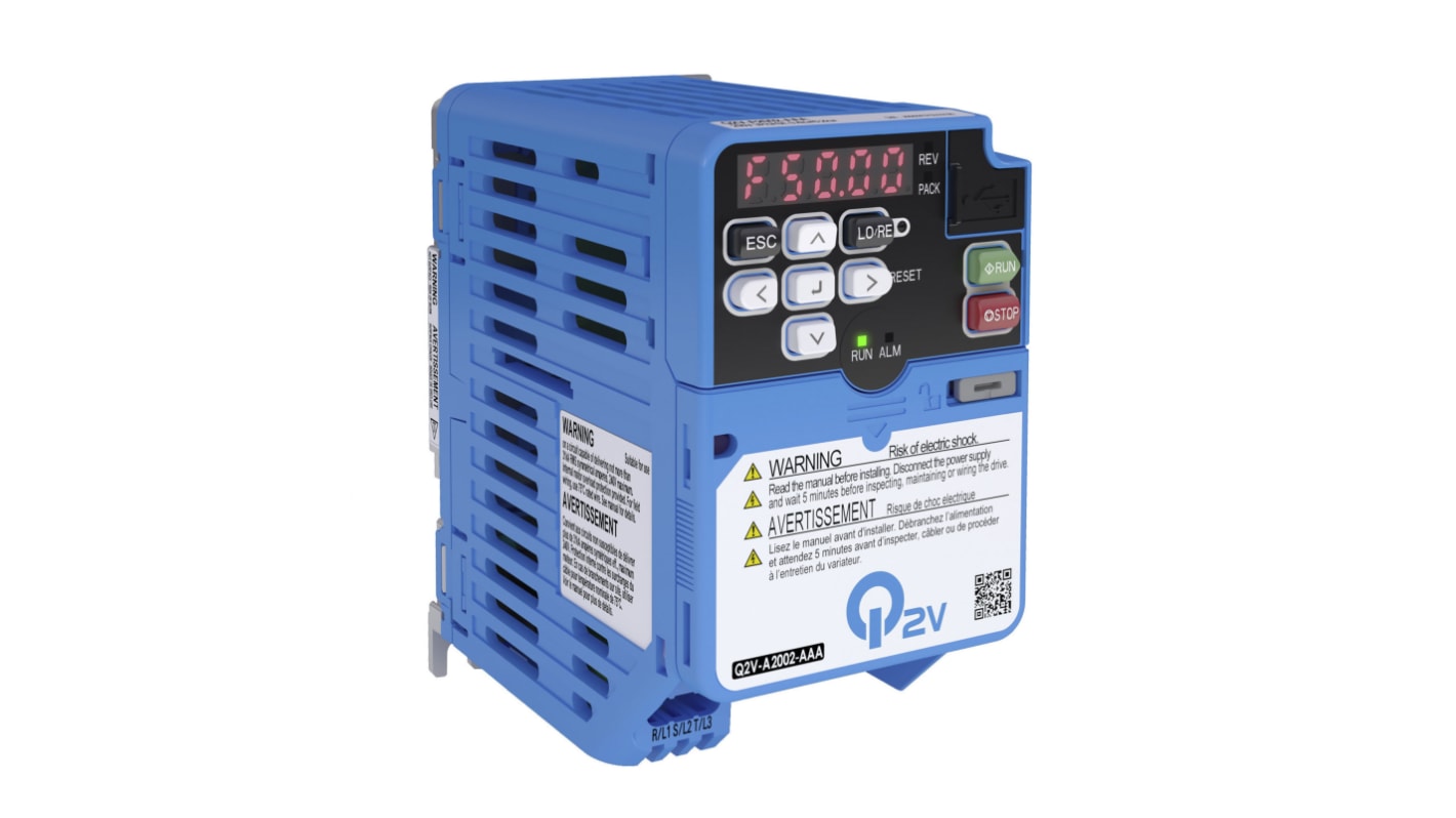 Variador de frecuencia Omron serie Q2V series, 0.25 kW, 230 V, 3 fases, 1.9 A, 590Hz, IP20, MODBUS Slave, Serial