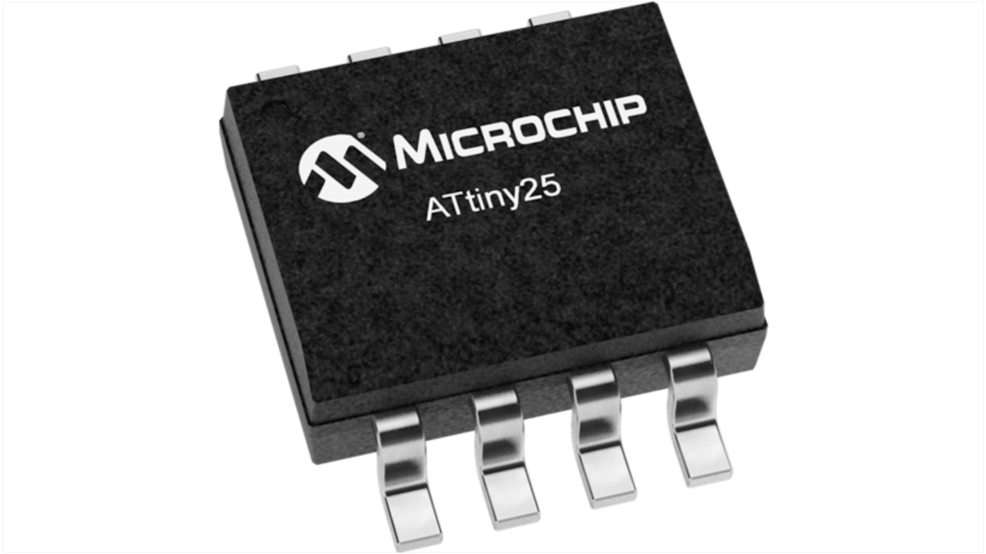 Microcontrolador Microchip ATTINY25-20SUR, núcleo AVR de 8bit, 20MHZ, SOIJ de 8 pines