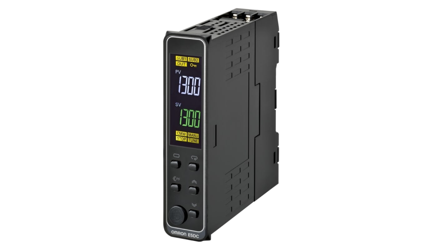 Omron E5DC DIN Rail, Panel Mount PID Temperature Controller, 22.5mm 1 Input, 2 Output SSR, Solid State Relay, Logic, 24