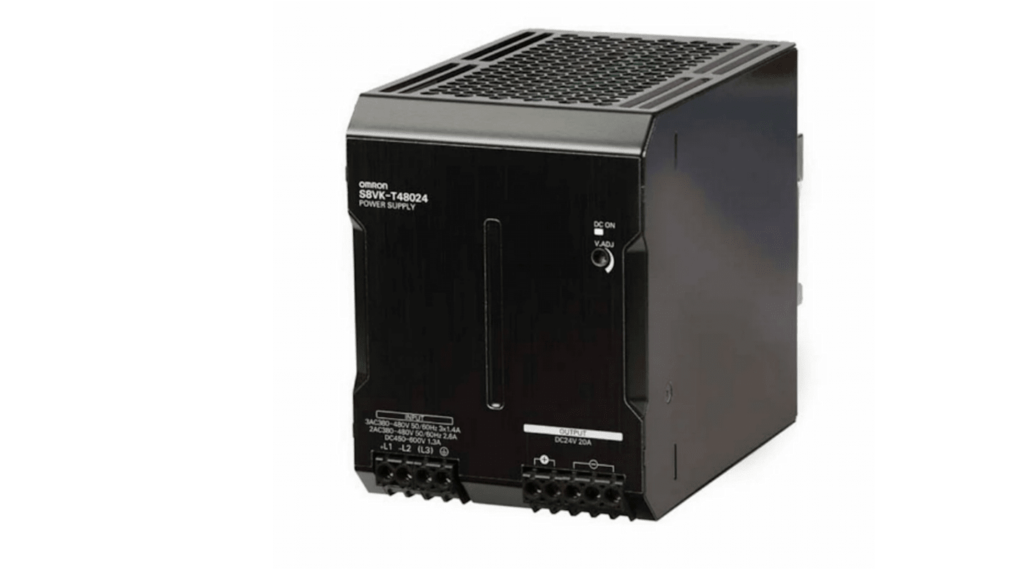 Omron S8VK-T Switched Mode DIN Rail Power Supply, 380 → 480 V ac, 450 → 810 V dc ac Input, 24V dc dc