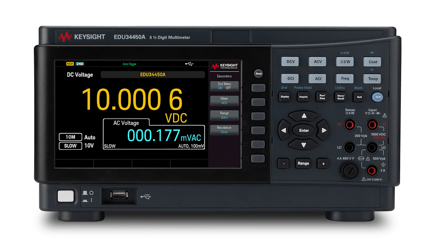 Keysight Technologies EDU34450A 真有效值台式万用表, 最大750V 交流, 最大1000V 直流, 最大100MΩ