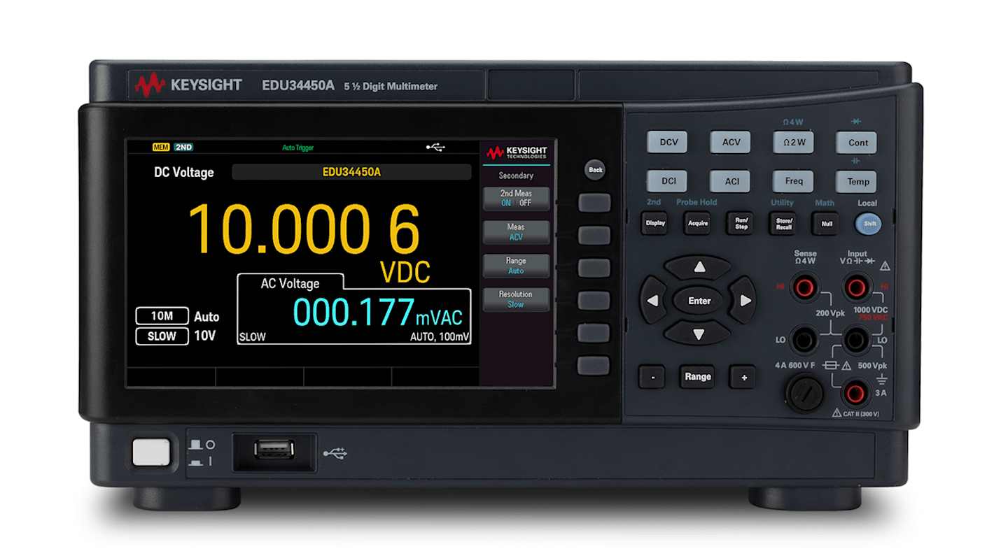 Keysight Technologies EDU34450A Bench Digital Multimeter, 3A ac Max, 3A dc Max, 750V ac Max - UKAS Calibrated