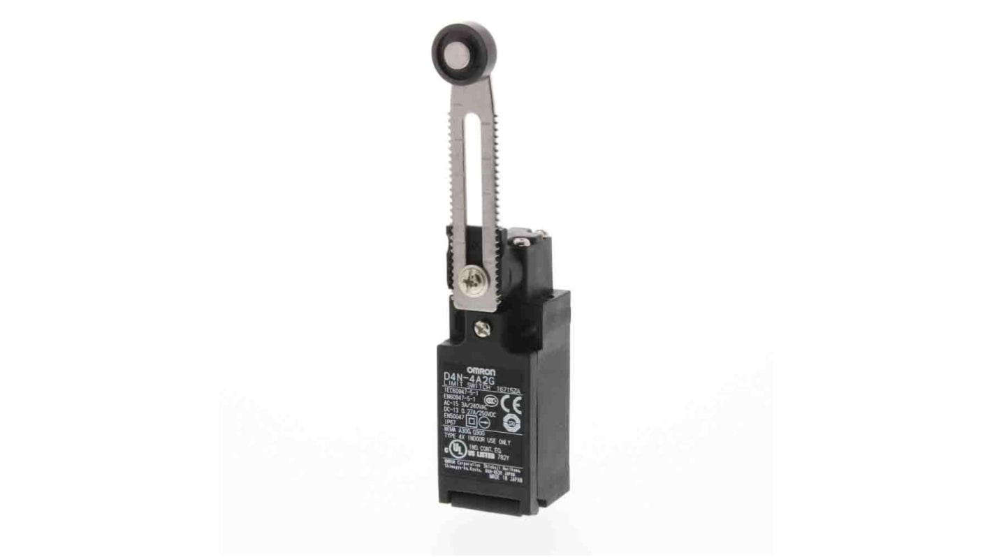 Final de carrera con Palanca de rodillo ajustable Omron, DPST, 2 NC, 240V, 10A, IP67