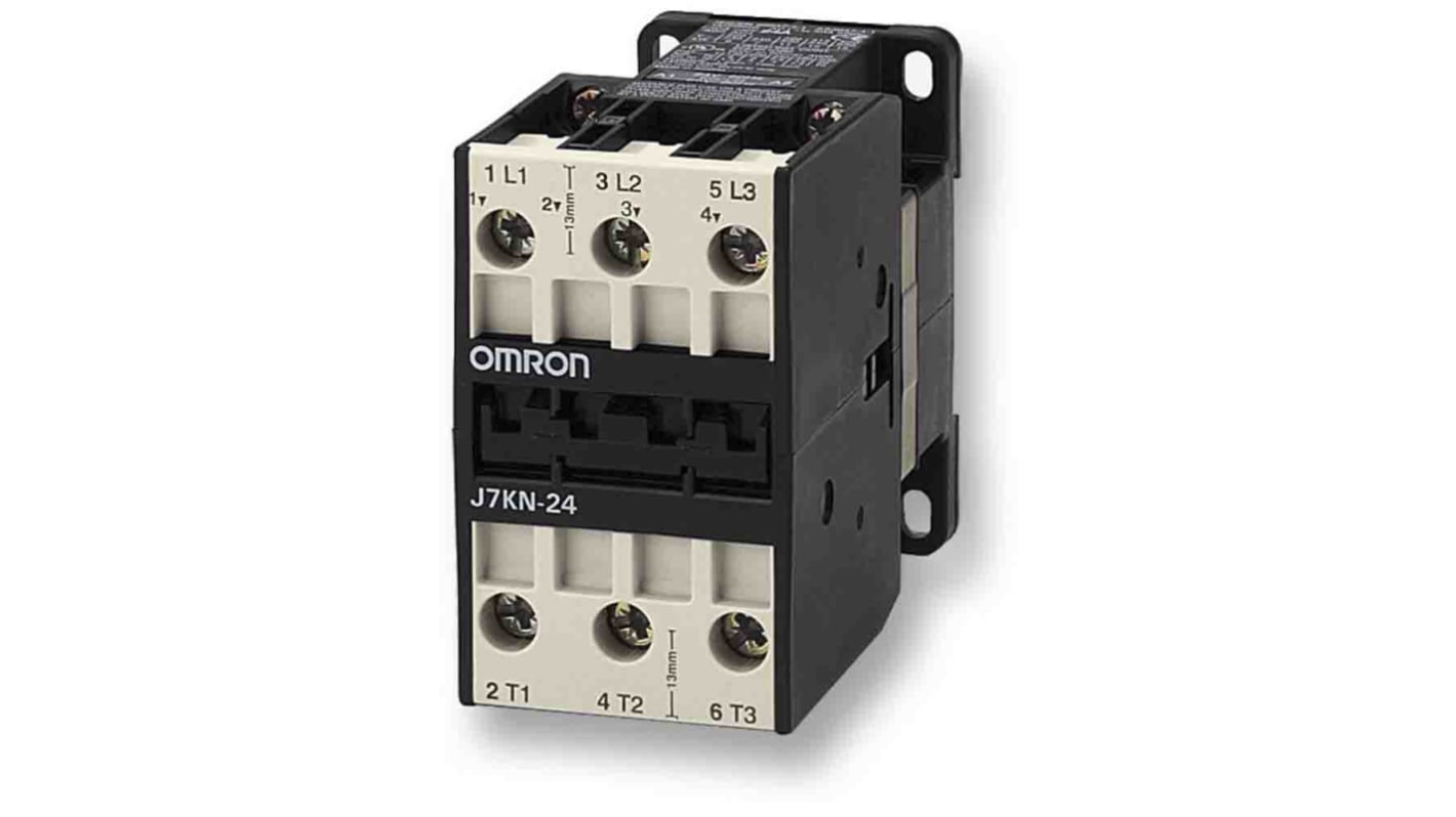 Omron Contactor, 110 VAC Coil, 3-Pole, 24 A, 11 kW, 3NO