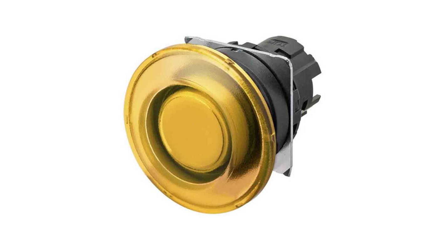 Omron Illuminated Push Button Switch, Momentary, Yellow LED, IP66