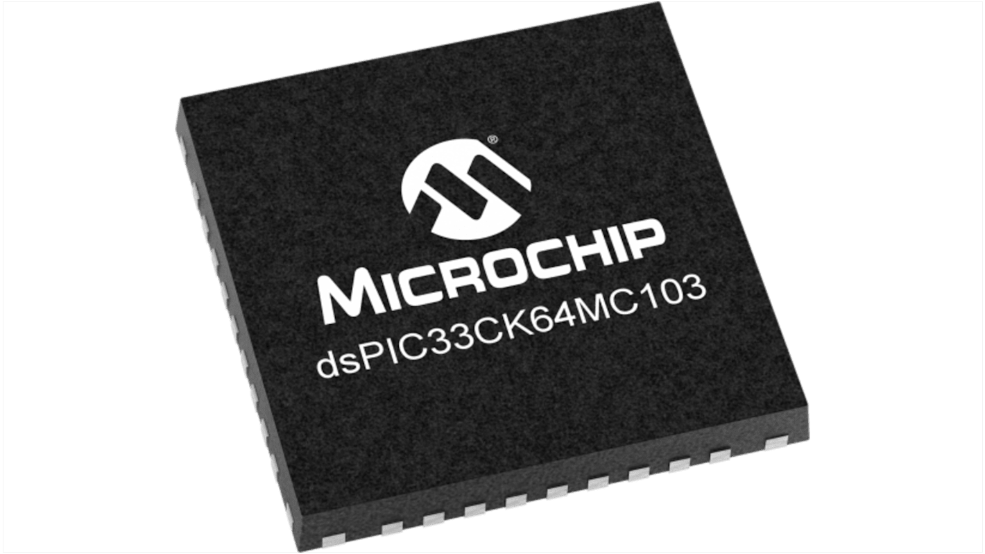 DSPIC33CK64MC103-I/M5 Microchip dsPIC33CK64MC10X, 16bit Digital Signal Processor 100MHz 64 kB Flash 36-Pin UQFN