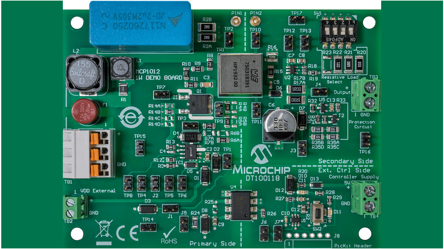 マイクロチップ,  電源IC 開発キット, デモンストレーションボード, AC/DCコンバータ, MCP1012 を参照してください 用, DT100118