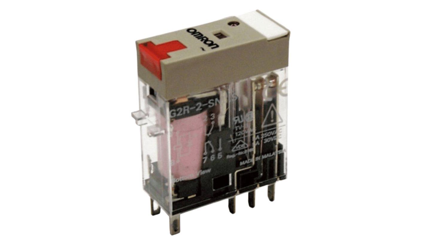 Omron Plug In Non-Latching Relay, 110V ac Coil, 5A Switching Current, DPDT