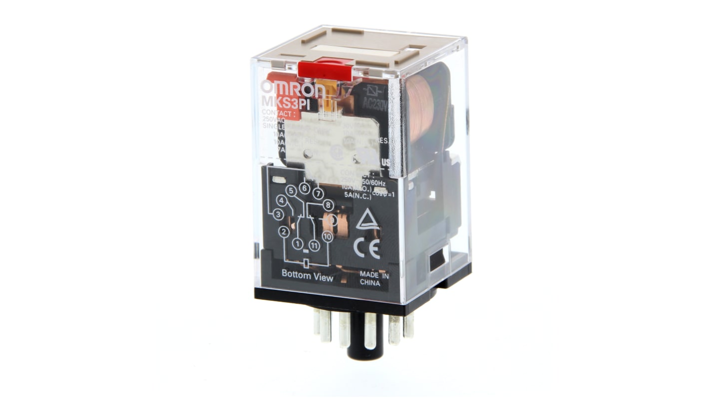 Relais Omron MKS, 3 RT, bobine 230V c.a. Enfichable 2.3W