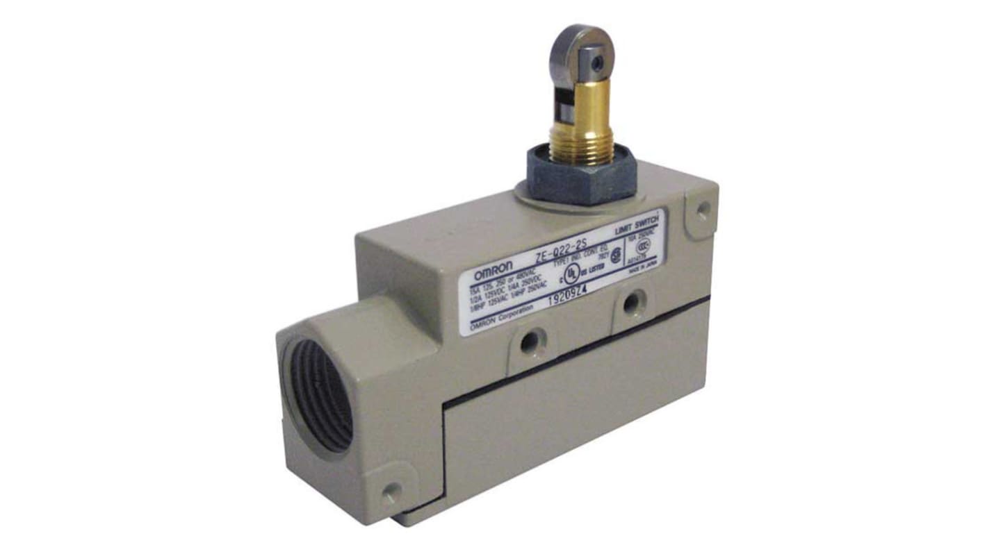 Omron Roller Plunger Limit Switch, NO/NC, IP60, SPDT, 250V ac ac Max, 15A Max