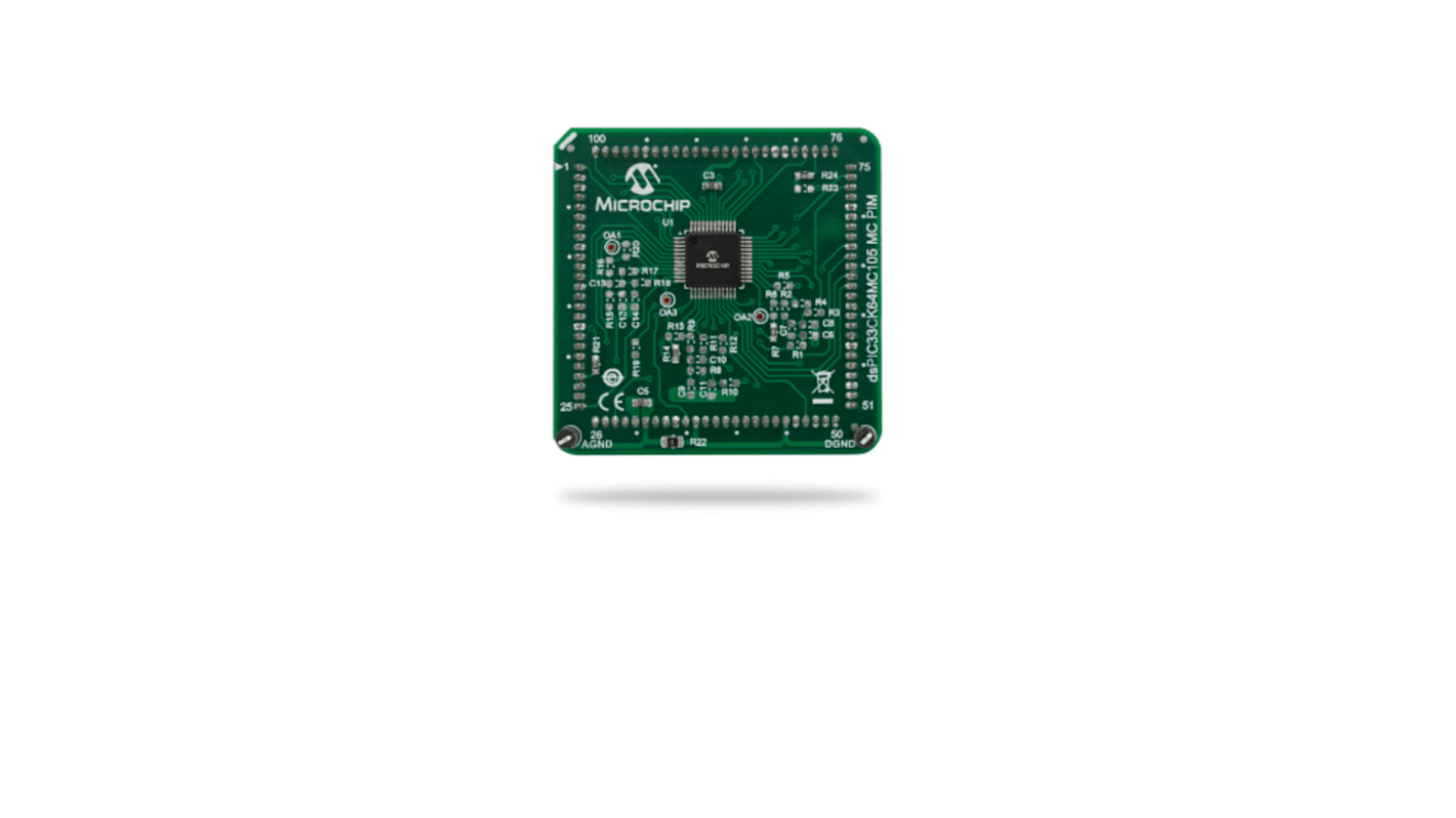 Microchip dsPIC33C插入式模块, 16 位 MCU内核, dsPIC33CK64MC105 External OpAmp Motor Control PIM