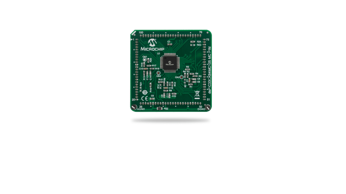 Microchip dsPIC33C插入式模块, 16 位 MCU内核, dsPIC33CK64MC105 Internal OpAmp Motor Control PIM