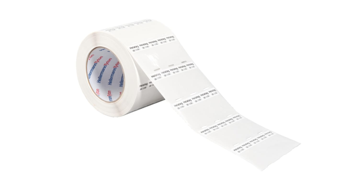 HellermannTyton Helatag 323 Transparent/White Cable Labels, 50.8mm Width, 182.7mm Height, 1000 Qty