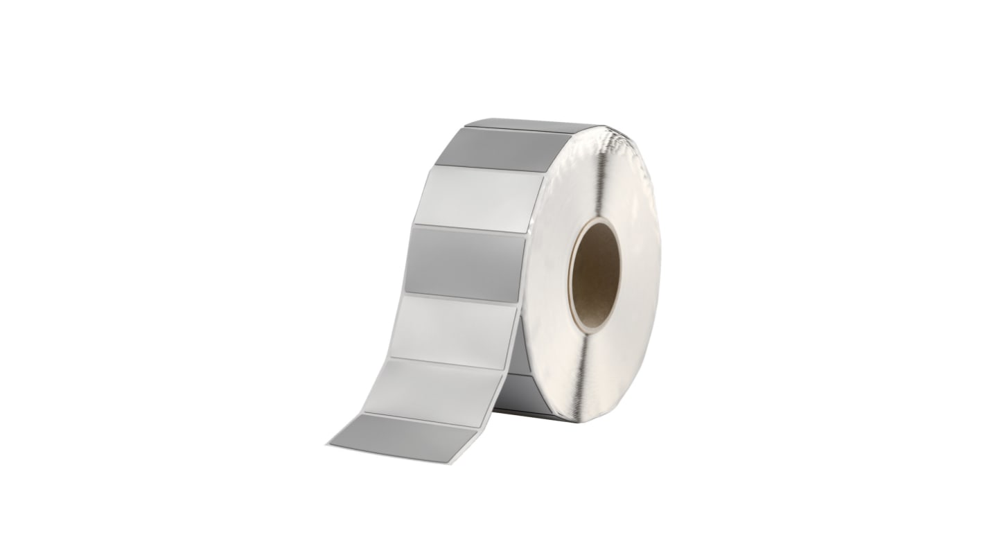 HellermannTyton Helatag 1221 Silver Label Roll, 27mm Width, 12.5mm Height, 1000 Qty