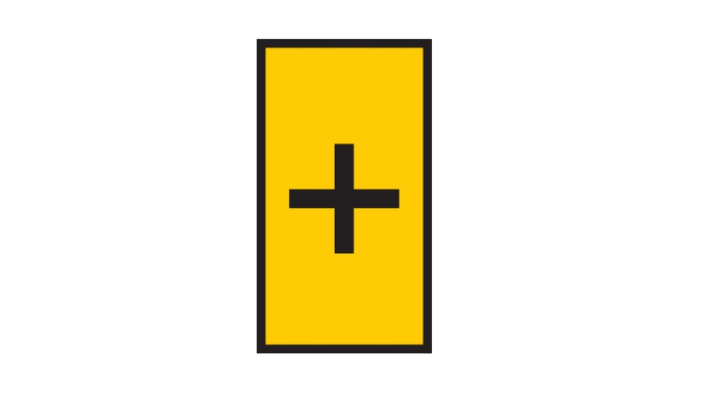 HellermannTyton WIC Snap On Clip On Cable Marker, Yellow, Pre-printed "+", 2 → 2.8mm Cable, 561-01704